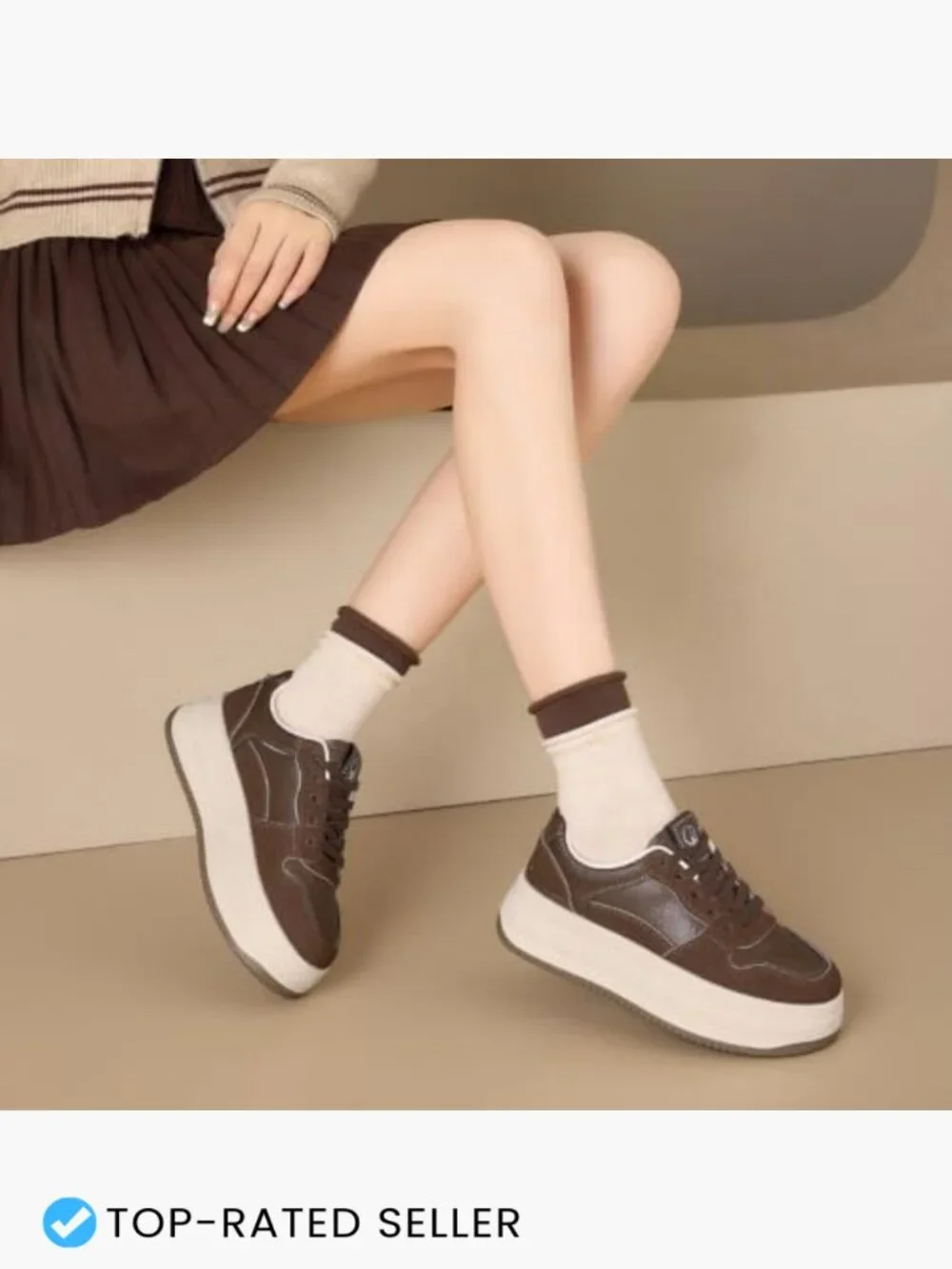 Women's Platform Sneakers Chunky Casual Walking Shoes Lace-Up Lightweight Comfy